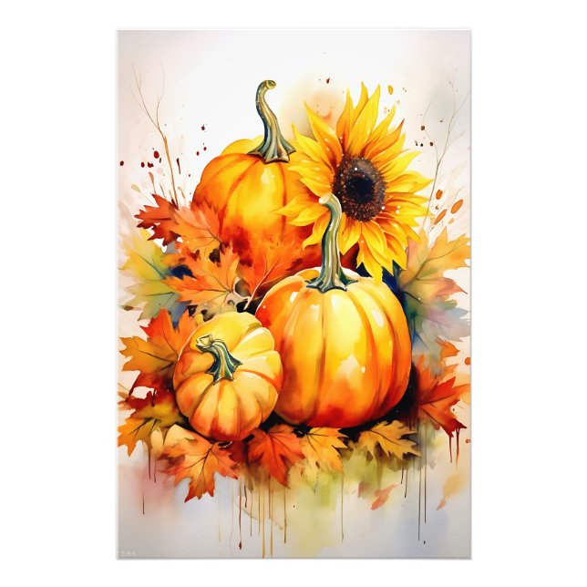 Autumn Pumpkin & Sunflower Fotodruck (Vorne)