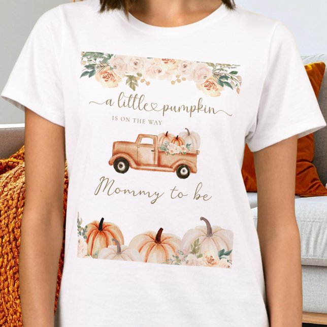 Autumn Pumpkin Truck Mommy zu Baby Shoower T-Shirt (Von Creator hochgeladen)