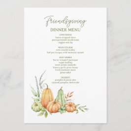Autumn Pumpkin Verlasse Rustic Friendsgiving Dinne Menükarte
