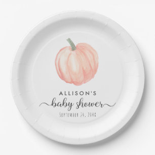 Autumn Pumpkin Watercolor Kinderdusche Pappteller