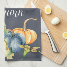 Autumn Pumpkin Watercolor Navy Blue Geschirrtuch