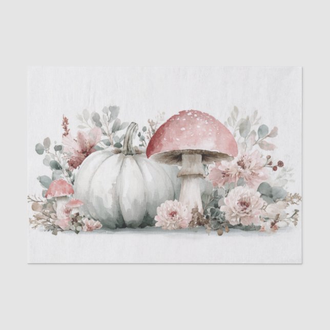 Autumn Pumpkins and Flowers Fall Pattern Decoupage Seidenpapier (Vorderseite)