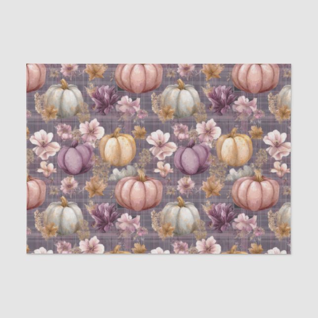 Autumn Pumpkins and Flowers Fall Pattern Decoupage Seidenpapier (Vorderseite)