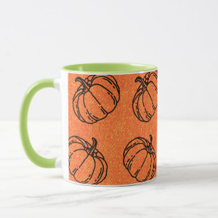 Autumn Pumpkins auf Orange Denim Design Tasse