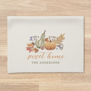 Autumn Pumpkins Bouquet Name Geschirrtuch