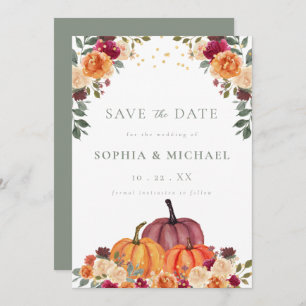Autumn Pumpkins Fall Florals Save the Date
