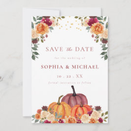 Autumn Pumpkins Fall Florals Save the Date Einladung