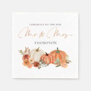 Autumn Pumpkins Florals Glückwunsch Mrs. Wedding Serviette
