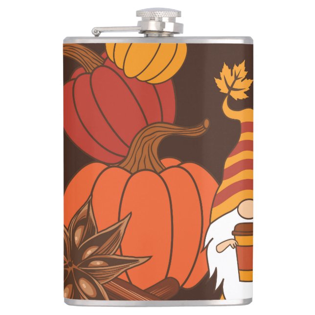 Autumn Pumpkins Gnome Speckkarte Flachmann (Vorderseite)