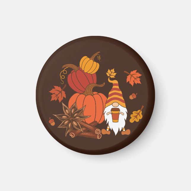 Autumn Pumpkins Gnome Speckkarte Magnet (Vorne)