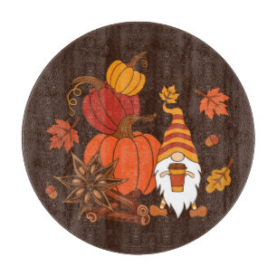 Autumn Pumpkins Gnome Speckkarte Schneidebrett