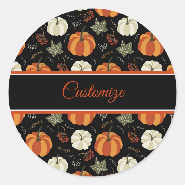 Autumn Pumpkins Muster Runder Aufkleber (Vorderseite)