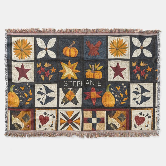 Autumn Quilt Blockmuster | Rustikale Ernte Decke (Vorderseite)