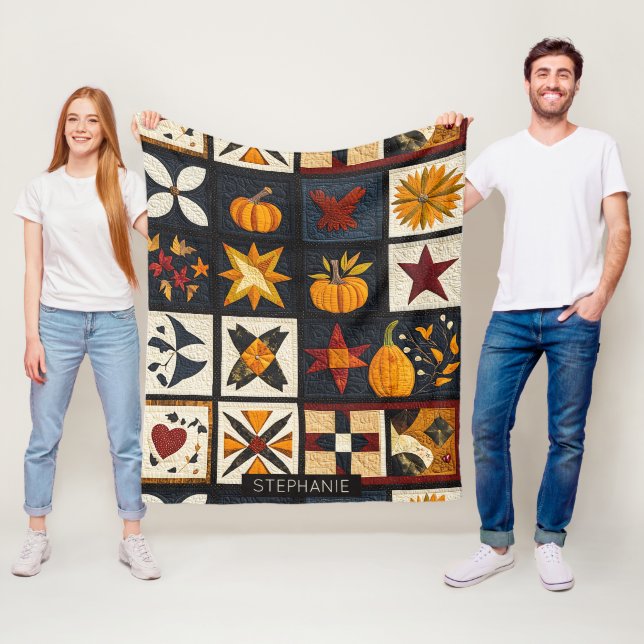 Autumn Quilt Blockmuster | Rustikale Ernte Fleecedecke (Beispiel)