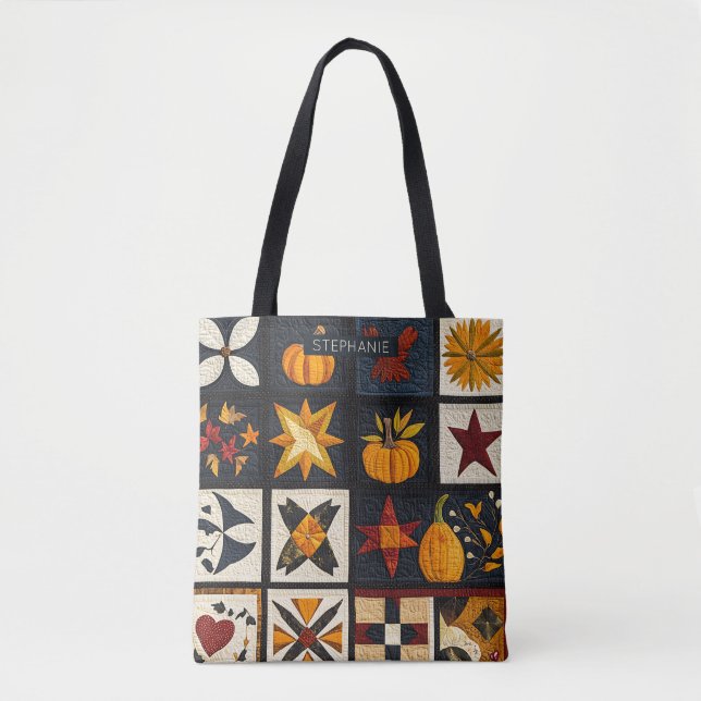 Autumn Quilt Blockmuster | Rustikale Ernte Tasche (Vorderseite)