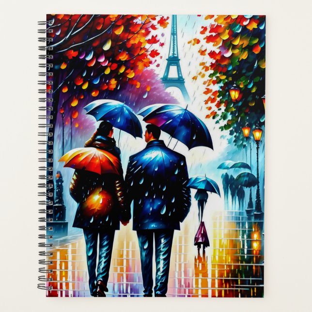 Autumn Rain Eiffel Tower Paris France Planer (Vorderseite)