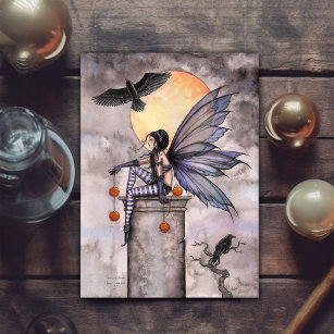 Autumn Raven Gothic Fairy Fantasy Postcard Postkarte