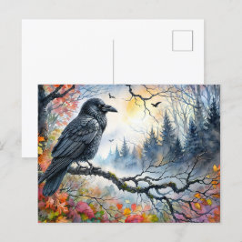 Autumn Raven Watercolor Art Postkarte