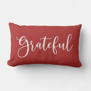 Autumn Red and White Script dankbar Lendenkissen