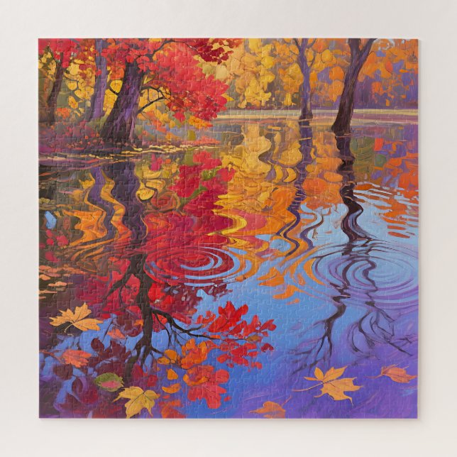 Autumn Reflection Pond Impressionist (Vertikal)