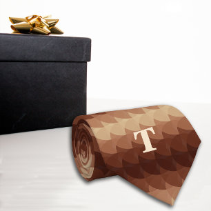 Autumn Retro Geometric Circles Brown Monogram Krawatte