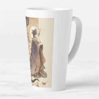 "Autumn Reverie" Japanese Cat in Kimono Art Milchtasse