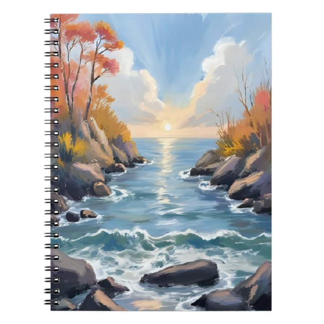 Autumn River Sunlight Fall Landscape Watercolor Notizblock (Vorderseite)