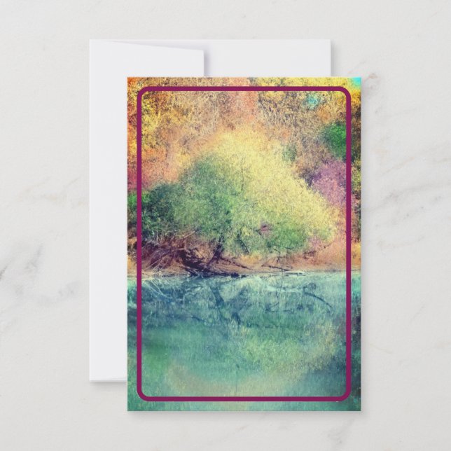 Autumn River with Maroon Border- Blank Card Dankeskarte (Vorderseite)