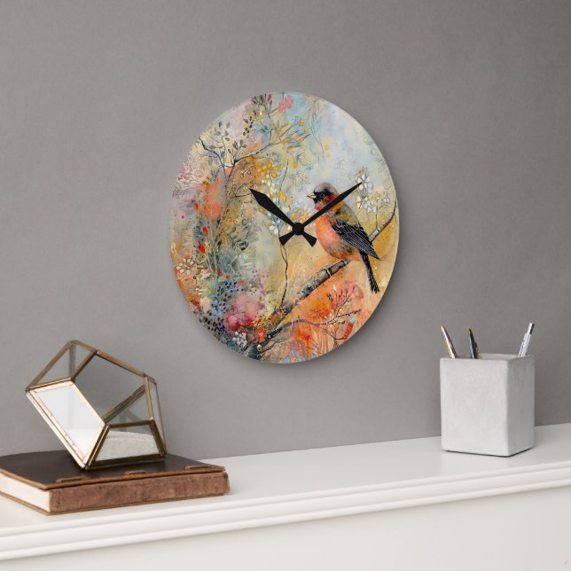 Autumn Robin Wall Clock Große Wanduhr (Büro)