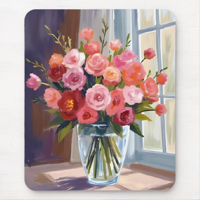 Autumn Rose Bouquet Floral Fall Mousepad (Vorne)