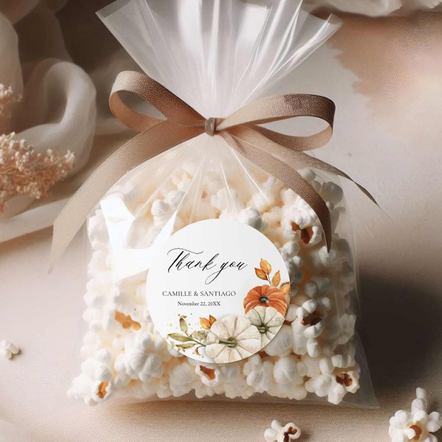 Autumn Rustic Vielen Dank, dass du Sticker hochzim (Elegant Fall Round Wedding Thank you stickers)
