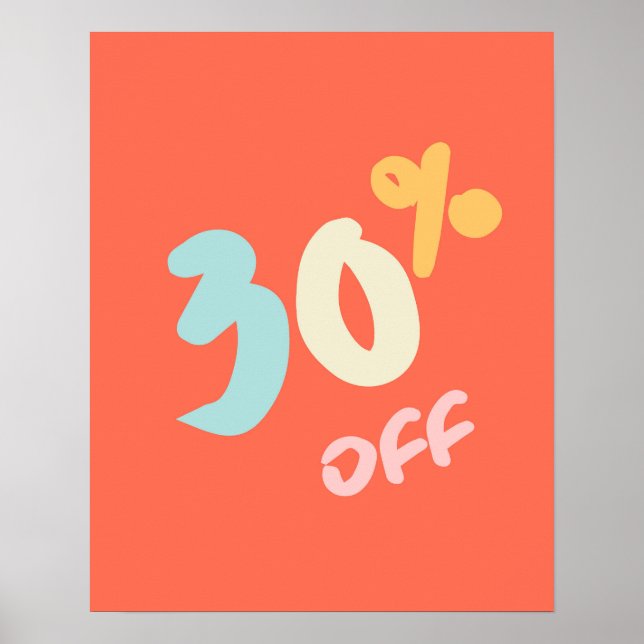 Autumn Sale Sign, Retail Store Signage, 30% Rabatt Poster (Vorne)