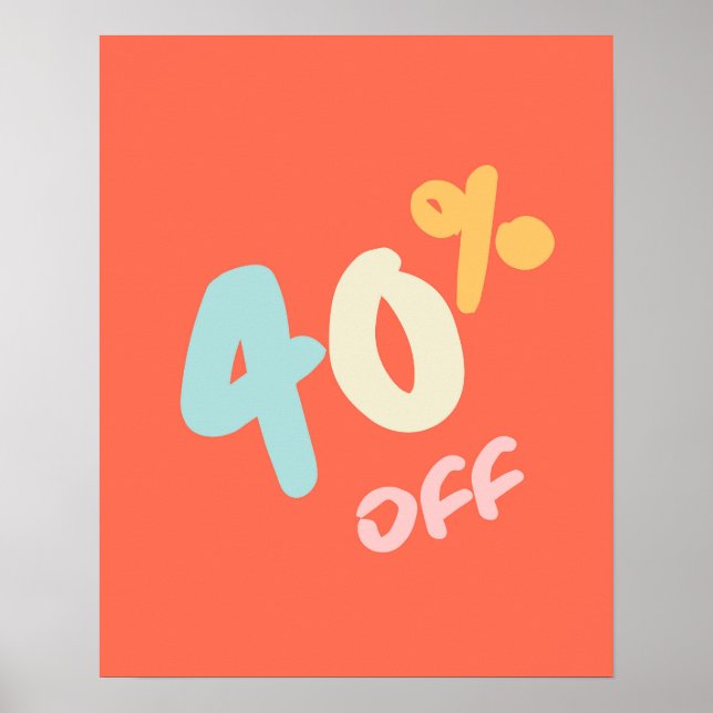 Autumn Sale Sign, Retail Store Signage, 40% Rabatt Poster (Vorne)