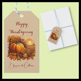 Autumn Season Pumpkin Theme Gift Tag Geschenkanhänger