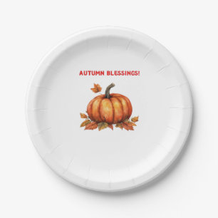 Autumn Sessings Pumpkin mit Herbstlauben Classic Pappteller