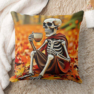 Autumn Skeleton Coffee Break Design Kissen