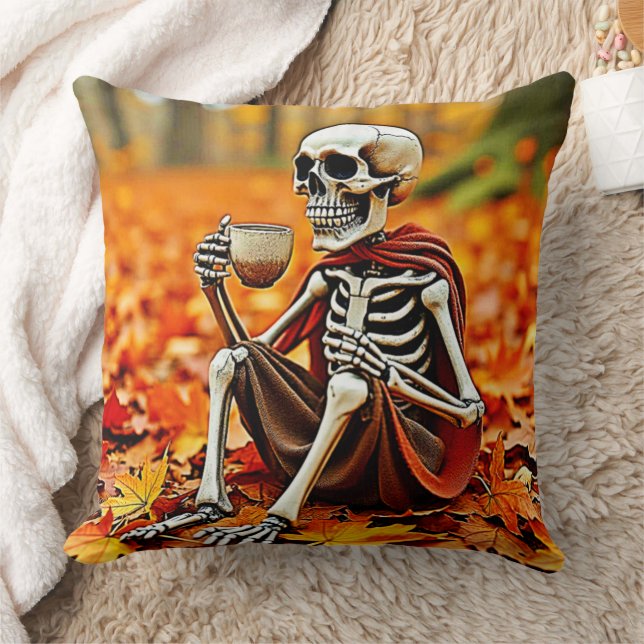 Autumn Skeleton Coffee Break Design Kissen (Decke)