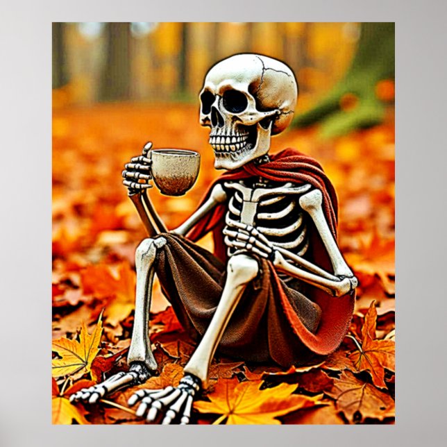Autumn Skeleton Coffee Break Design Poster (Vorne)