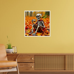 Autumn Skeleton Coffee Break Design Poster