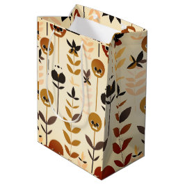 Autumn Skull Floral Pattern Gift Bag Mittlere Geschenktüte