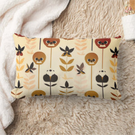Autumn Skull Floral Pattern Lumbar Throw Pillow Lendenkissen