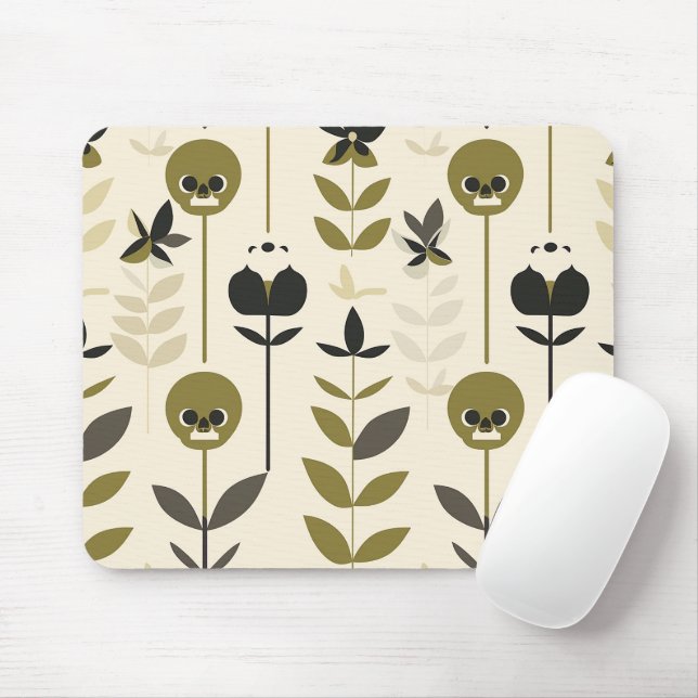 Autumn Skull Floral Pattern Mouse Pad Mousepad (Mit Mouse)