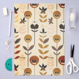 Autumn Skull Floral Pattern Tissue Paper Seidenpapier