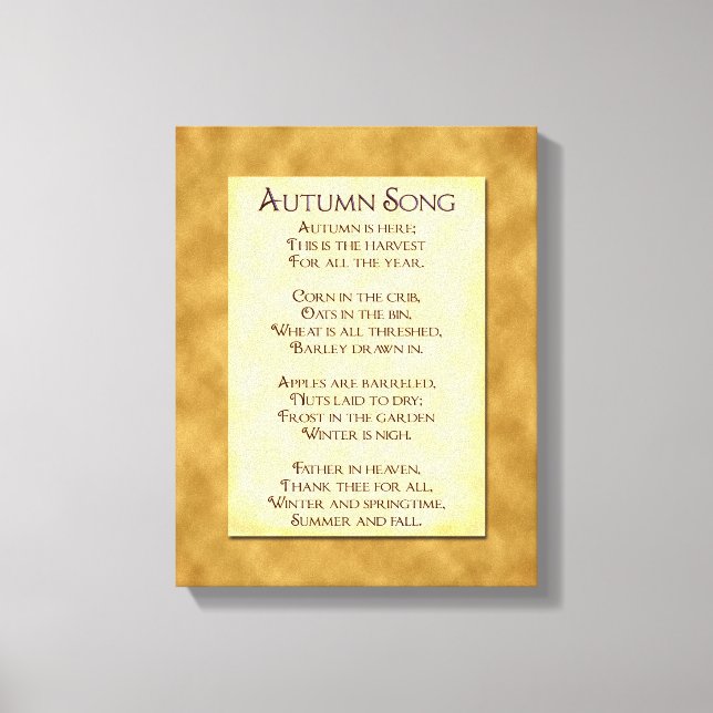 Autumn Song Erntedank Gedicht Wrapped Canvas Leinwanddruck (Vorderseite)