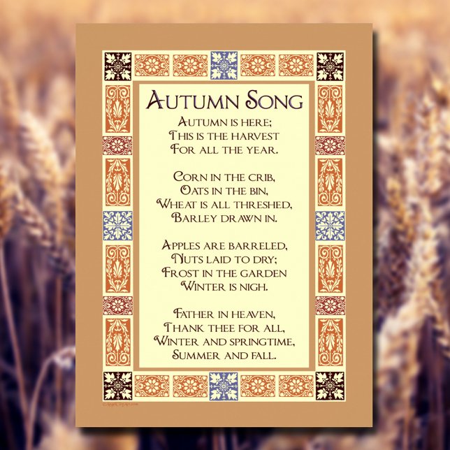Autumn Song Erntedank Harvest Gedicht Poster (Von Creator hochgeladen)