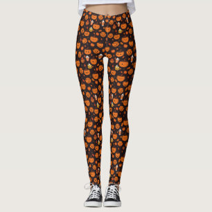 Autumn Spooky Pumpkin Pizzazz Party Leggings
