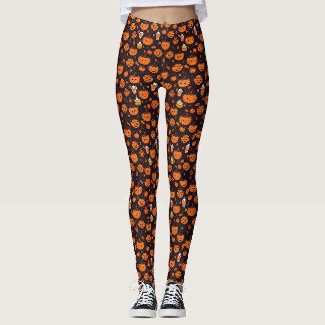 Autumn Spooky Pumpkin Pizzazz Party Leggings (Vorderseite)
