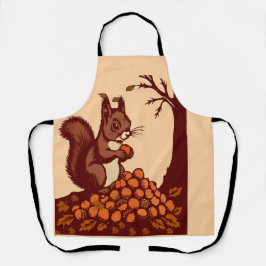 🐿️ Autumn Squirrel All-Over Print Apron - Peach Schürze