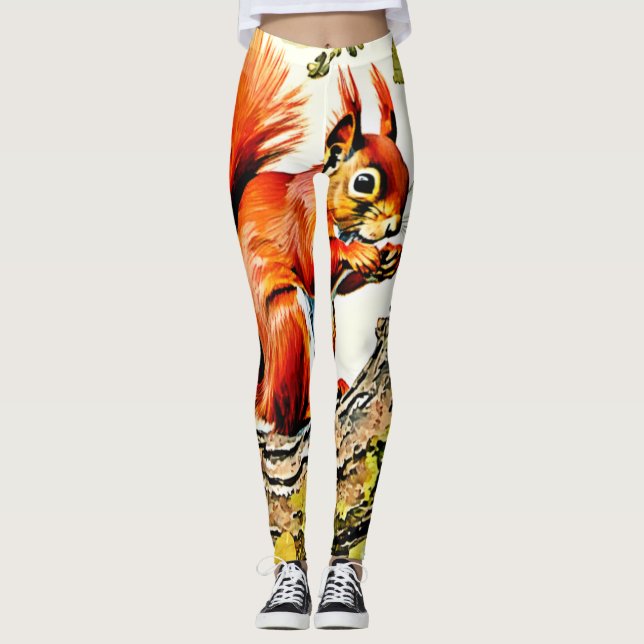 Autumn Squirrel Art Leggings (Vorderseite)