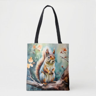 Autumn Squirrel Wassercolor Tasche